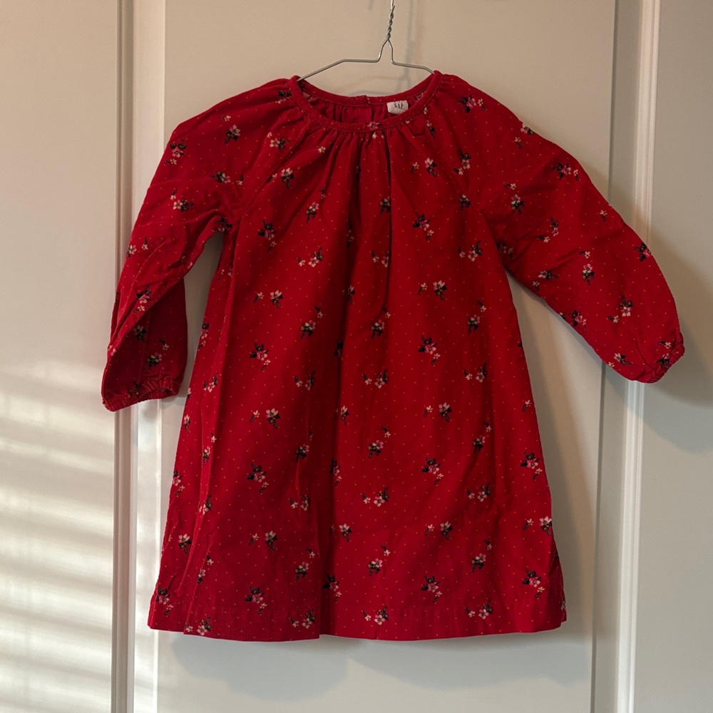 Baby Gap corduroy Floral Long Sleeve Dress